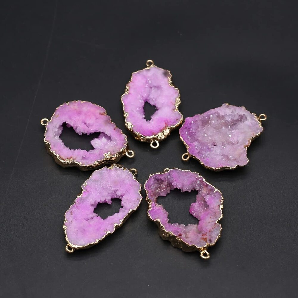 2124 natural stone connectors colorful irregular druzy geode light purple - Picture 5 of 7